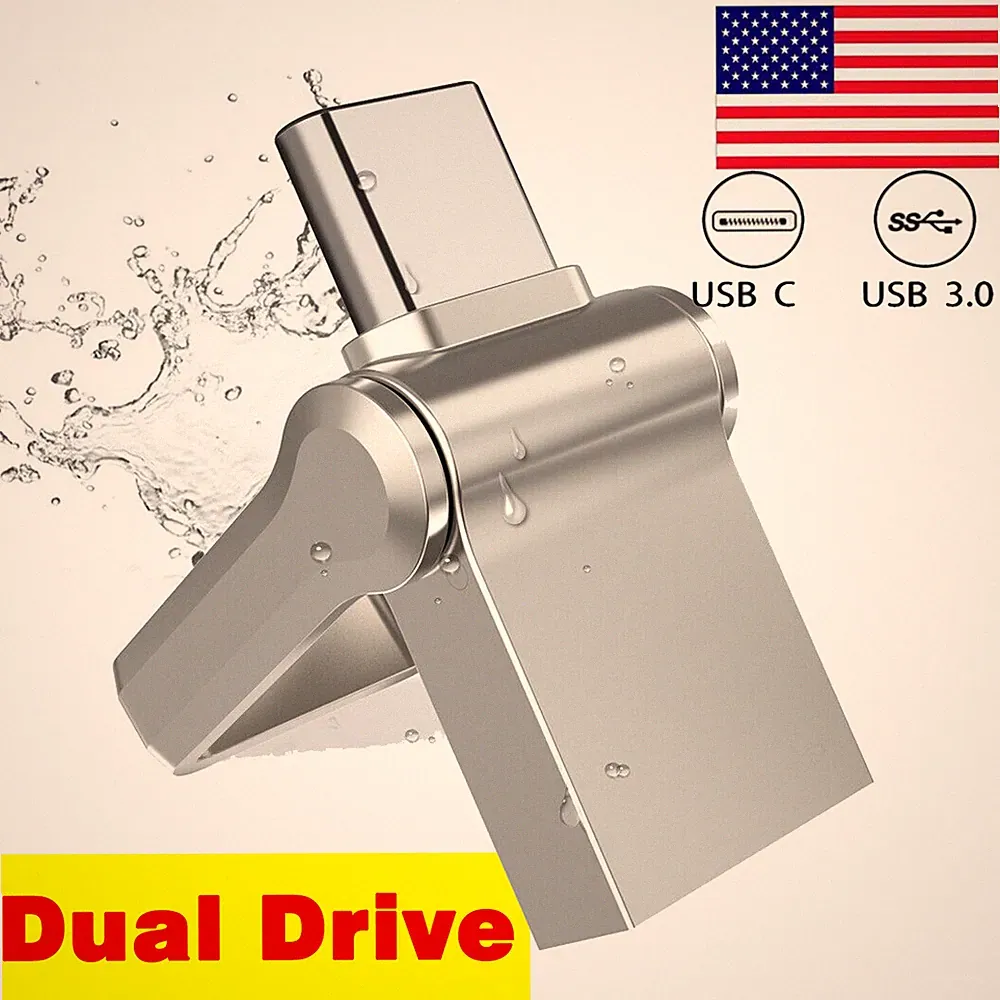 32GB 64GB Metal Mini USB 3.0 Drive Type C Flash Drive Waterproof Memory Stick