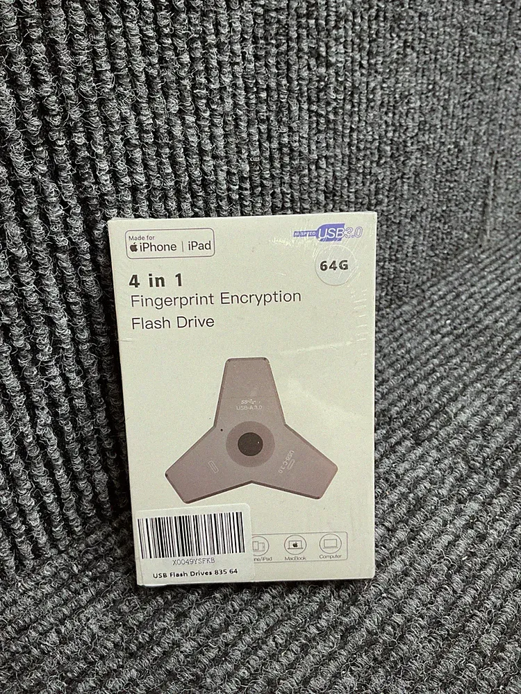 64GB Fingerprint encryption Flash Drive 4 in 1 OTG USB 3.0 + USB-C 3.0 Memory St