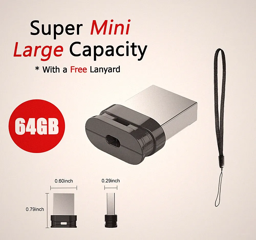 64GB USB 2.0 Flash Drive Mini Pen Thumb Drive Memory Stick For PC Laptop Lot