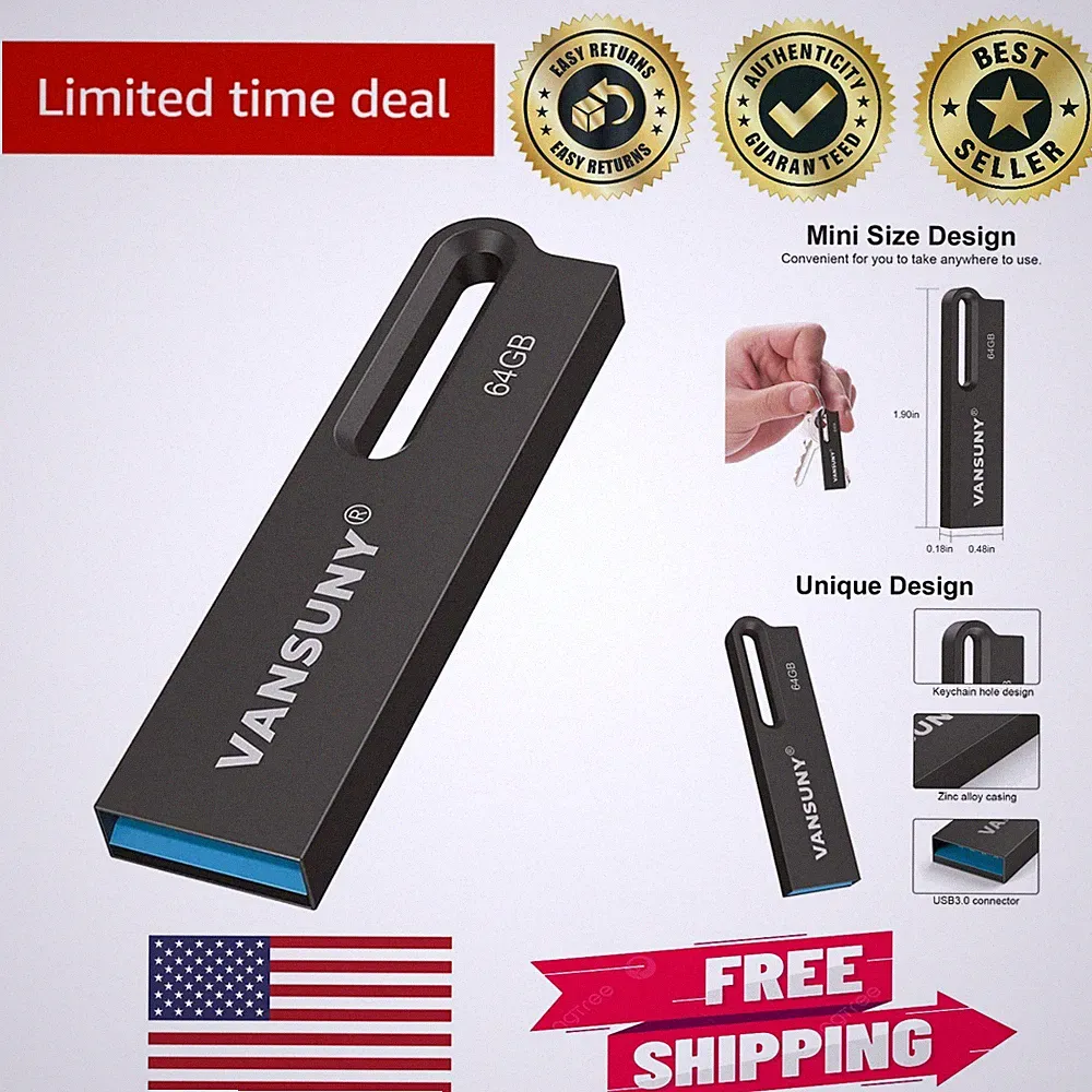 Rugged 64GB USB Flash Drive - Waterproof Design with High-Speed Data Transfer