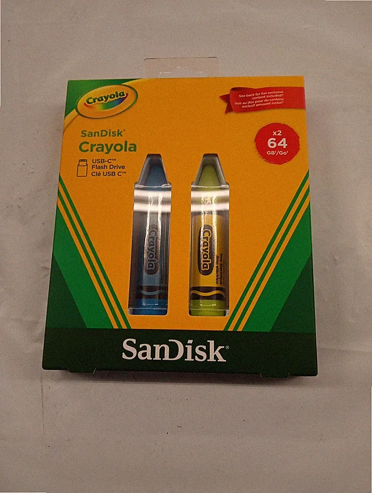 Sandisk Crayola 64GB USB-C Flash Drive, 2PK Blue And Green