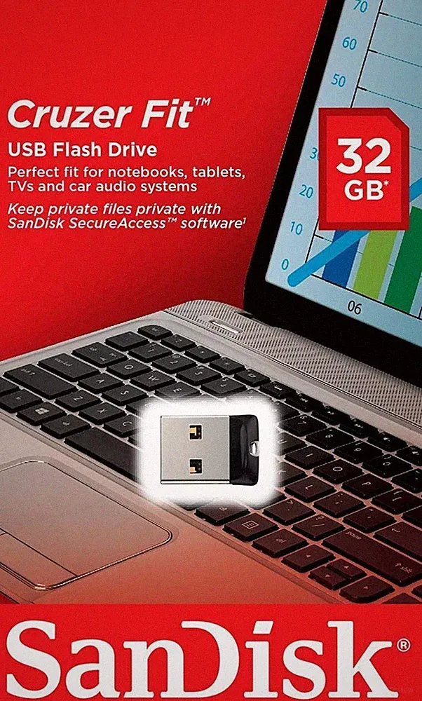 SanDisk Cruzer Fit Flash Drive 32GB USB 2.0 Memory Stick Mini USB Flash Drive