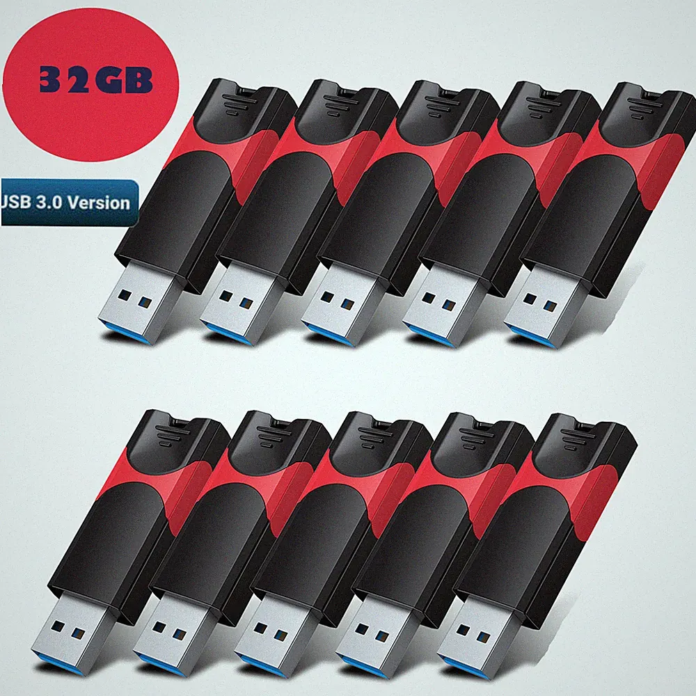 Wholesale 5/10/30/100Pack USB 3.0 32GB Retractable Flash Drive Memory High Speed